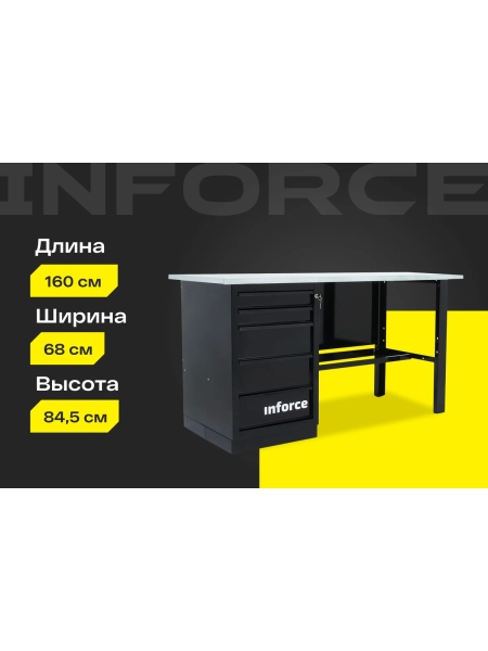 Верстак с драйвером Inforce 1600х686х845 LW-2 допустимая нагрузка на стол 1000кг, 05-01-006