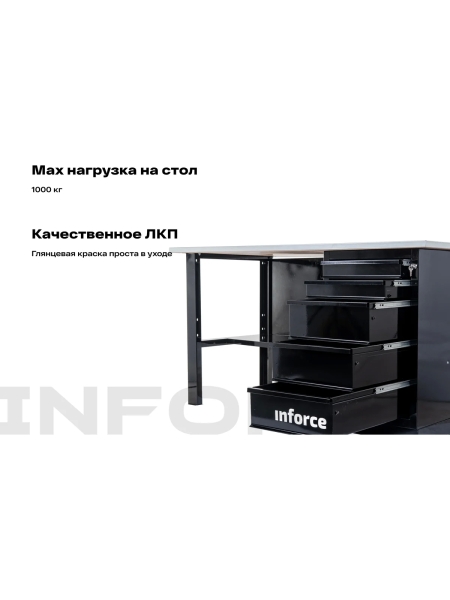 Верстак с драйвером Inforce 1600х686х845 LW-2 допустимая нагрузка на стол 1000кг, 05-01-006