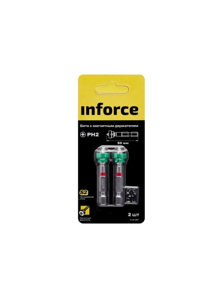 Бита с магнитным ограничителем (держателем) (2 шт; PH2; 50 мм) Inforce 11-01-297