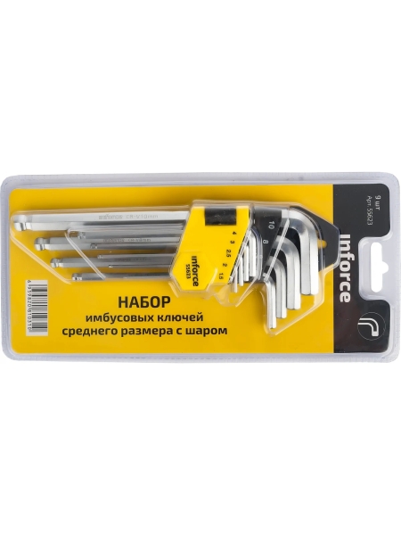 Набор имбусовых ключей с шаром Inforce 9шт 55623