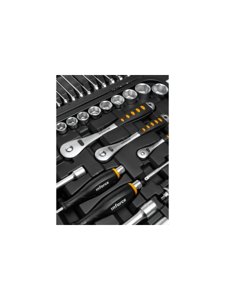 Набор инструментов Inforce 120 предметов 1/2" & 3/8" & 1/4", Сталь Cr-V, Профессиональный, 06-07-20