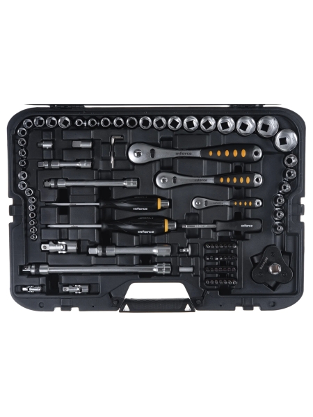Набор инструментов Inforce 120 предметов 1/2" & 3/8" & 1/4", Сталь Cr-V, Профессиональный, 06-07-20
