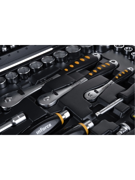 Набор инструментов Inforce 120 предметов 1/2" & 3/8" & 1/4", Сталь Cr-V, Профессиональный, 06-07-20