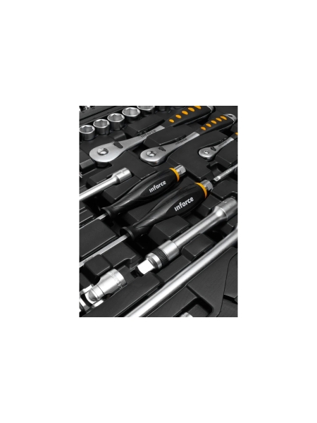 Набор инструментов Inforce 120 предметов 1/2" & 3/8" & 1/4", Сталь Cr-V, Профессиональный, 06-07-20
