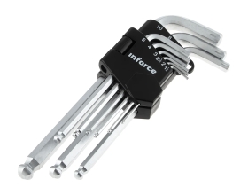 Набор шестигранных длинных ключей с шаром 9 шт Inforce, размеры1,5-10мм, 06-05-94