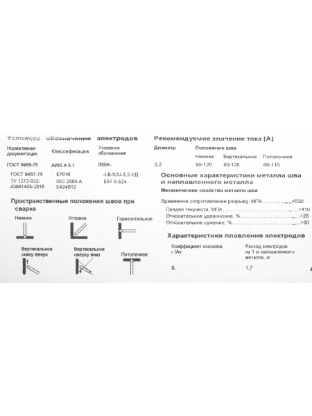 Электроды LB-52U (3,2 мм; 1 кг) Inforce IWET-3210U