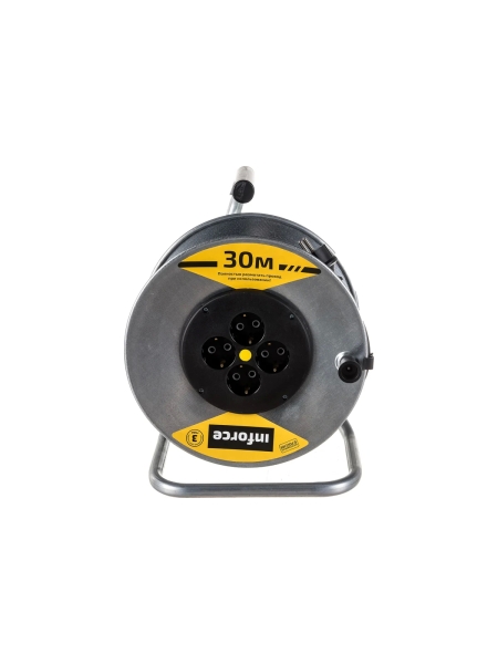 Силовой удлинитель на металлической катушке Inforce К4-Е-30 30 м 4 розетки с з/к 40130