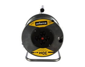 Силовой удлинитель на металлической катушке Inforce К4-Е-30 30 м 4 розетки с з/к 40130