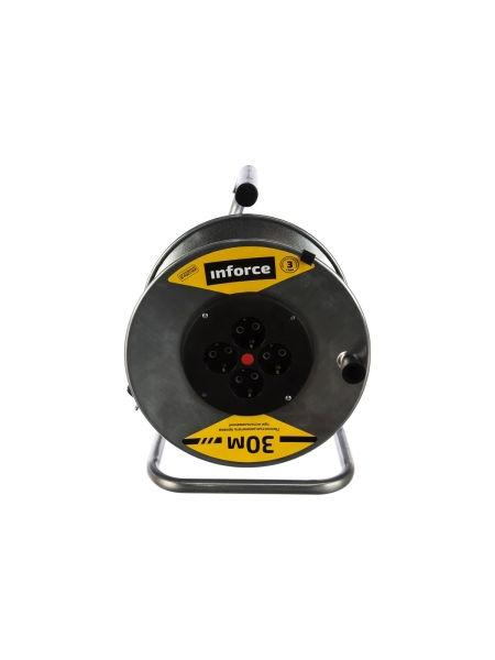 Силовой удлинитель на металлической катушке Inforce К4-Е-30 30 м 4 розетки с з/к 40130