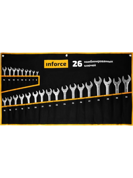 Набор комбинированных ключей 26 предметов Inforce, Сталь Cr-V, 6-32мм, 06-05-32