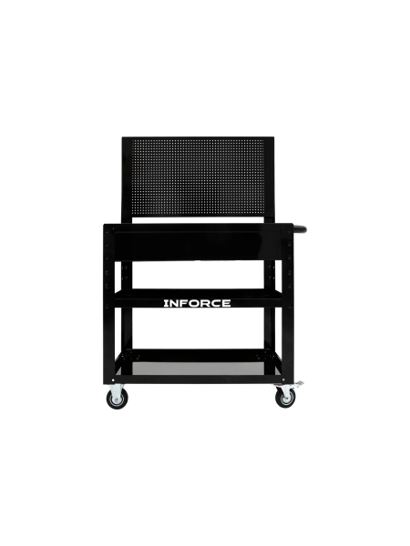 Инструментальная тележка Inforce 3 полки с панелью и ящиками, габариты без упаковки 950х486х1360мм, 06-01-19