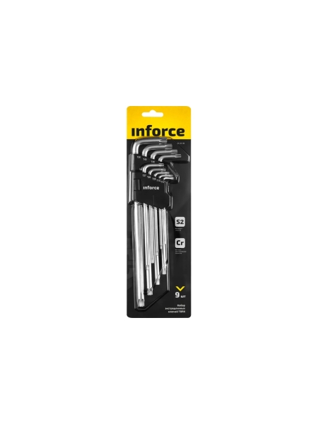 Набор экстра-длинных ключей Inforce TORX 9 штук, Т10-Т50, 06-05-96