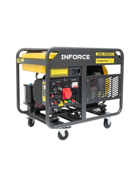 Дизельный трехфазный генератор Inforce (11 кВт; эл.стартер; колёса; подогрев) IDGL 11000-3