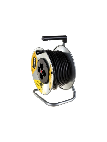 Силовой удлинитель на металлической катушке Inforce К4-Е-30 30 м 4 розетки с з/к 45130