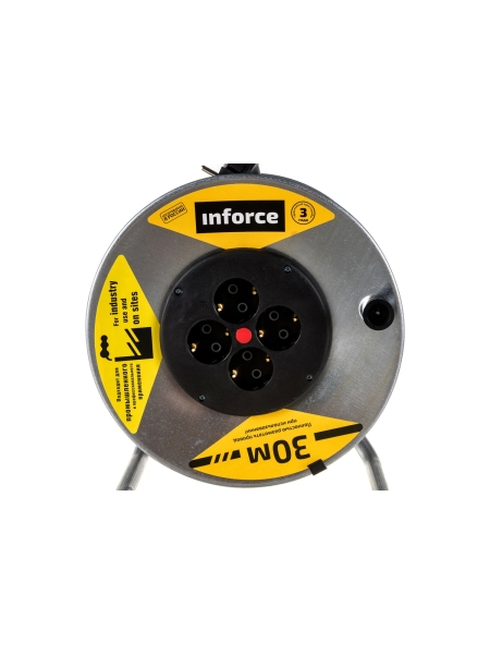 Силовой удлинитель на металлической катушке Inforce К4-Е-30 30 м 4 розетки с з/к 45130