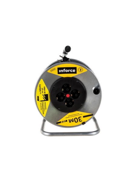 Силовой удлинитель на металлической катушке Inforce К4-Е-30 30 м 4 розетки с з/к 45130