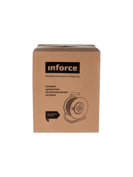Силовой удлинитель на металлической катушке Inforce К4-Е-30 30 м 4 розетки с з/к 45130