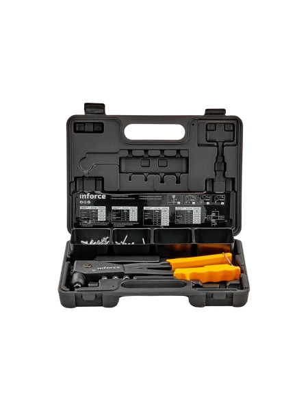 Литой ручной заклепочник Inforce в кейсе, с набором заклепок 2.4-4.8 мм 06-14-101