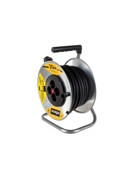 Силовой удлинитель Inforce К4-Е-30 на металлической катушке КГ 3x1.5 30м 16А, 4 розетки с з/к 44130