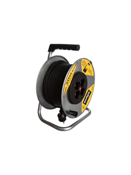 Силовой удлинитель Inforce К4-Е-30 на металлической катушке КГ 3x1.5 30м 16А, 4 розетки с з/к 44130