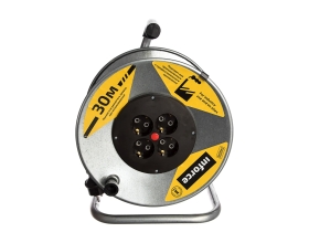 Силовой удлинитель Inforce К4-Е-30 на металлической катушке КГ 3x1.5 30м 16А, 4 розетки с з/к 44130