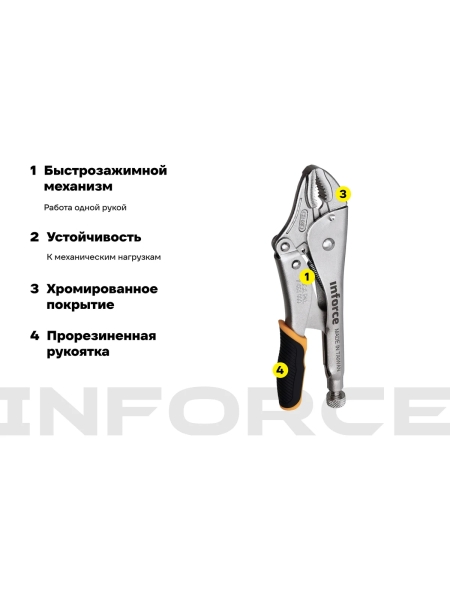 Зажимные клещи 250мм Inforce 06-03-02