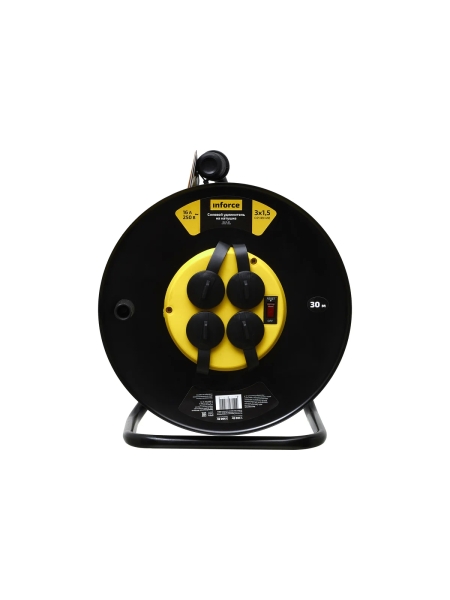 Силовой удлинитель на катушке Inforce 4 гнезда, с/з КГт 3х1,5 16A 30м IP44 GRANITE ZG 09-15-01