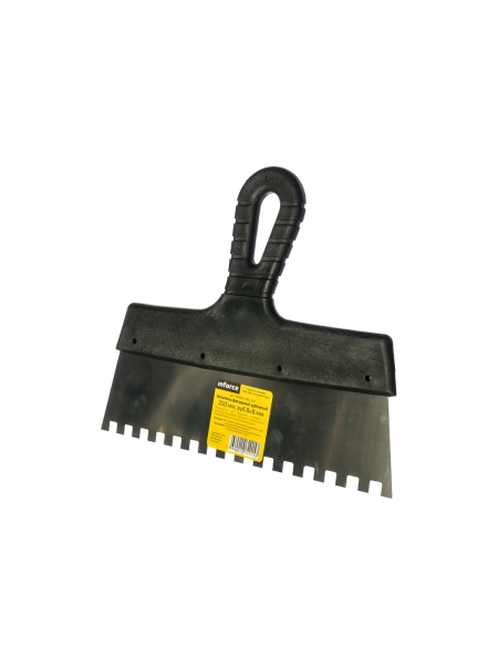 Зубчатый шпатель Inforce 250 мм зуб 8х8 мм с пластиковой ручкой 020605-080-250