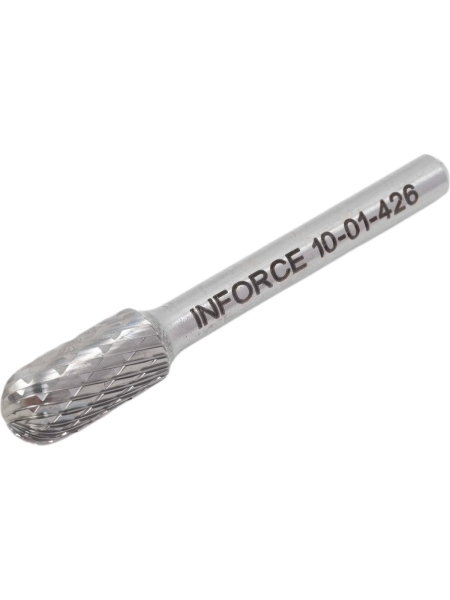 Бор-фреза форма С /цилиндр со сферическим концом/ DC 10х20/65 хв. 6 мм Inforce 10-01-426