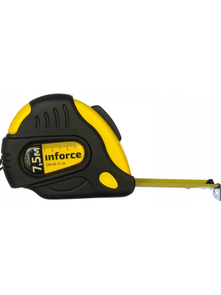 Рулетка 7.5x25мм, обрезиненная с автостопом Inforce GW 06-11-24