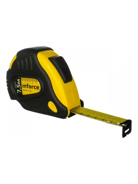 Рулетка 7.5x25мм, обрезиненная с автостопом Inforce GW 06-11-24