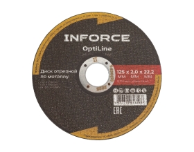 Диск отрезной по металлу OptiLine (125x2.0x22.2 мм) упаковка 20шт. Inforce INB12520-20