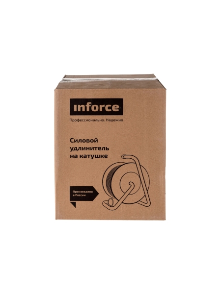 Силовой удлинитель на катушке Inforce К1-О-50 ПВС 2x0.75 50м, 6А, выносная розетка б/з 22050