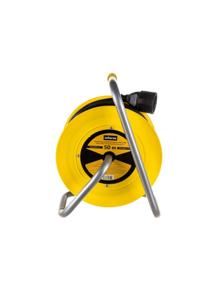 Силовой удлинитель на катушке Inforce К1-О-50 ПВС 2x0.75 50м, 6А, выносная розетка б/з 22050