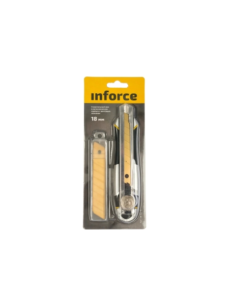 Строительный нож Inforce в металлическом корпусе 18 мм, с винтовым зажимом 06-02-12