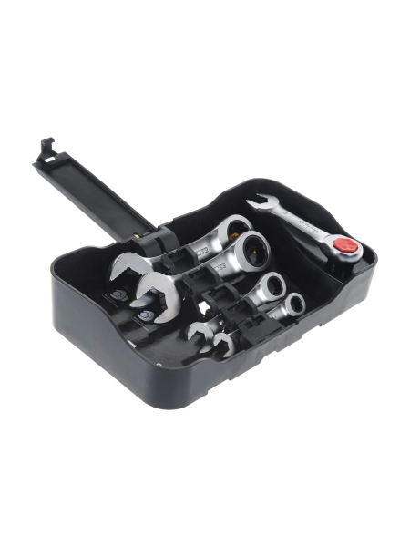 Набор компактных комбинированных трещоточных ключей 5 предметов Inforce, Сталь Cr-V, 8-19мм, профессиональный, 72зуба, 06-05-104