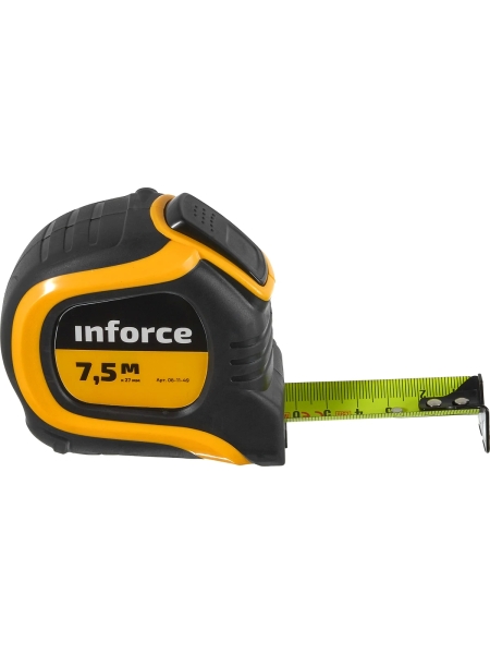 Измерительная рулетка с нейлоновым ярким покрытием и магнитным зацепом 7.5x27мм Inforce 06-11-49