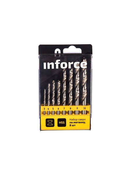 Набор сверл по металлу HSS (8 шт; 3-10 мм; шаг 1 мм) Inforce 11-01-124