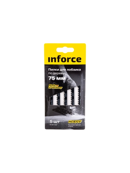 Пилки по дереву 5 шт, 75 мм для лобзика Inforce 11-01-707