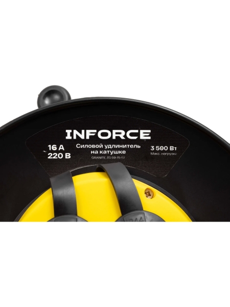 Силовой удлинитель Inforce на катушке, 4 гнезда, с/з ПВС 3х1,5 16A 20м IP44 GRANITE ZG 09-15-07