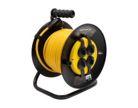 Силовой удлинитель Inforce на катушке, 4 гнезда, с/з ПВС 3х1,5 16A 20м IP44 GRANITE ZG 09-15-07