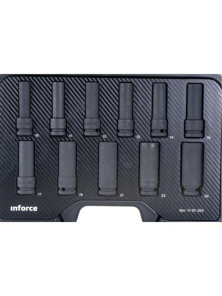 Набор торцевых ударных удлиненных головок Inforce (1/2"; 10-24 мм) 11-01-263