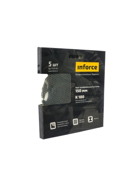 Круг шлифовальный на сетке (5 шт; 150 мм; K 180; картонный бокс) Inforce 11-01-317