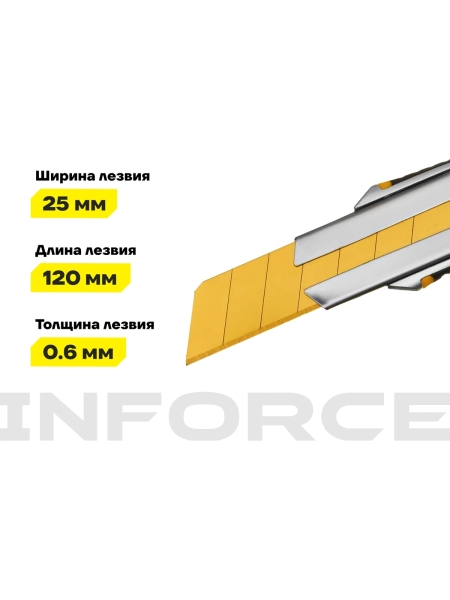Строительный нож Inforce 25 мм в металлическом корпусе с винтовым зажимом 06-02-13