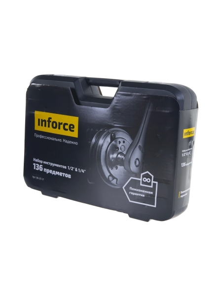 Набор инструментов Inforce 136 предметов 1/2 дюйма и 1/4 дюйма, Сталь Cr-V, Профессиональный, 06-07-17