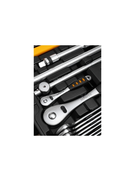 Набор инструментов Inforce 136 предметов 1/2 дюйма и 1/4 дюйма, Сталь Cr-V, Профессиональный, 06-07-17