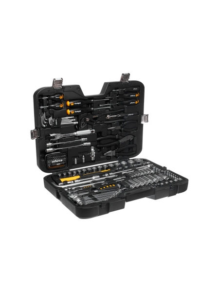 Набор инструментов Inforce 136 предметов 1/2 дюйма и 1/4 дюйма, Сталь Cr-V, Профессиональный, 06-07-17