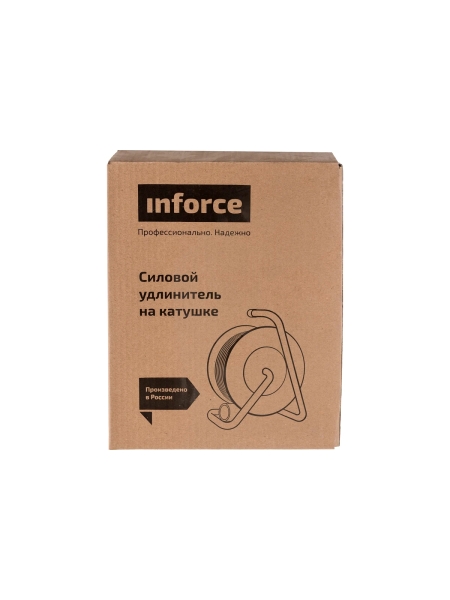 Силовой удлинитель на катушке Inforce К4-О-30 ПВС 2x0.75 30м, 6А, 4 встр. розетки б/з 24030