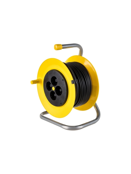 Силовой удлинитель на катушке Inforce К4-О-30 ПВС 2x0.75 30м, 6А, 4 встр. розетки б/з 24030