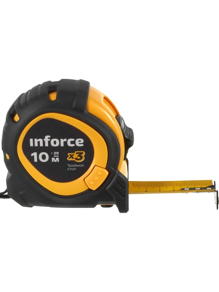 Рулетка Inforce с тройным стопом, 10х25 06-11-78